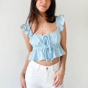 Clothing Grey Bandit Cropped | Francesca Top In Blue